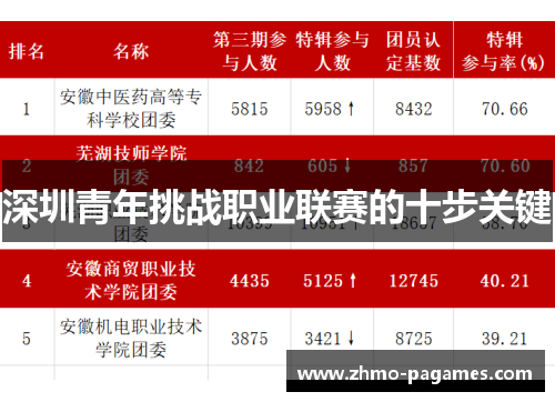 深圳青年挑战职业联赛的十步关键